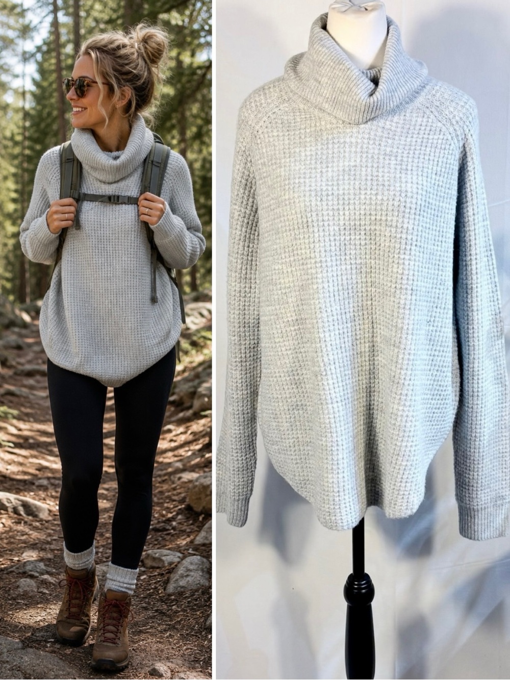 💥KUHL Sienna Gray Textured Knit Cowl Turtleneck Sweater Women’s XL🧡